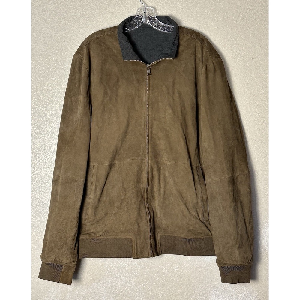 MNG by Mango Men's Size XXL Reversible Goat Leather Suede Bomber Jacket